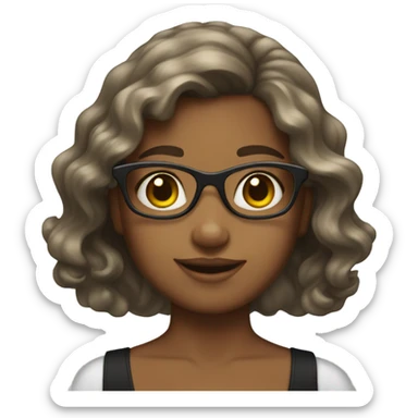 Girl with wavy hair and hair bow tie sticker