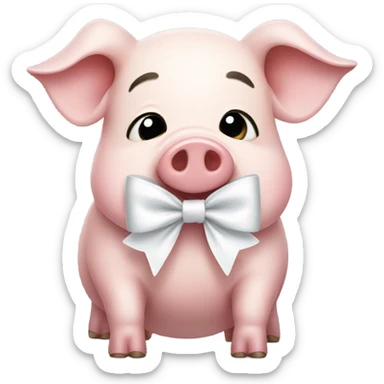 Pig with white bow  sticker