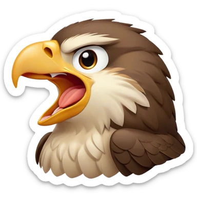 Cinematic Cute Yawning Hawk Portrait Emoji, Head tilted slightly with a dramatic, wide-open yawn, showcasing a robust, agile form with a softly drooping beak and sleepy, half-closed eyes, Simplified yet irresistibly adorable features, highly detailed, glowing with a soft, cozy glow, high shine, relaxed yet expressive, stylized with a dash of whimsical aerial charm, soft glowing outline, capturing the essence of a drowsy yet affectionate hawk that appears ready to stretch out for a nap! sticker