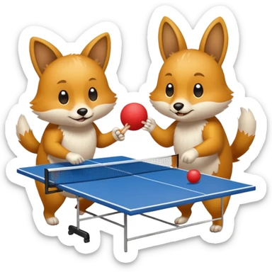 deux animaux qui jouent au ping pong sticker