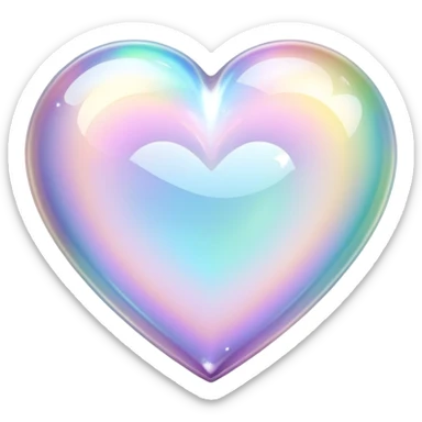 Sparkly glossy Pastel iridescent glass crystal glass heart sticker