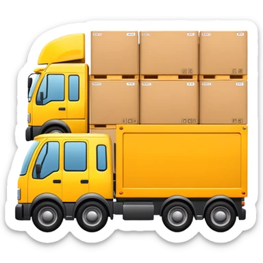 yellow logistic truck with boxes in pallets sticker