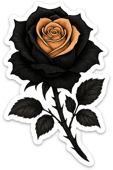 emo black rose with pastel orange petals sticker