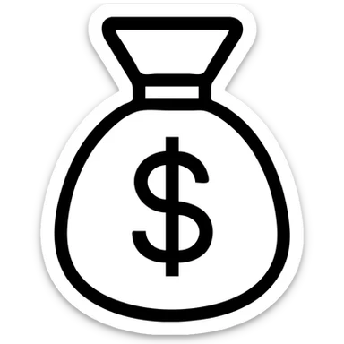 money bag icon, simple and bold, clear outline, minimal details, suitable for app icon sticker