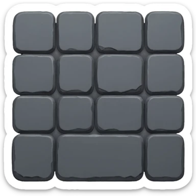 Emoji-style icon of a dark gray Roman sanpietrino cobblestone, minimal, rounded, cute, and readable at small size. sticker
