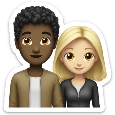boy with black hair and blonde girl sticker