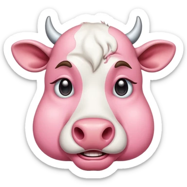 sad crying cow pink sticker