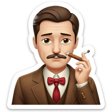 1890’s old fashioned fella wearing elegant clothes crying while smoking a cigar sticker