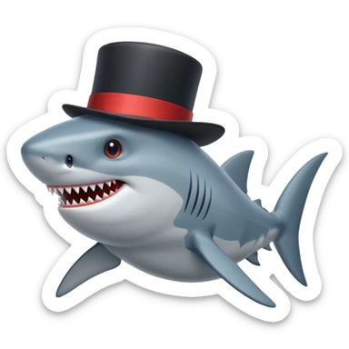 Shark with a top hat sticker