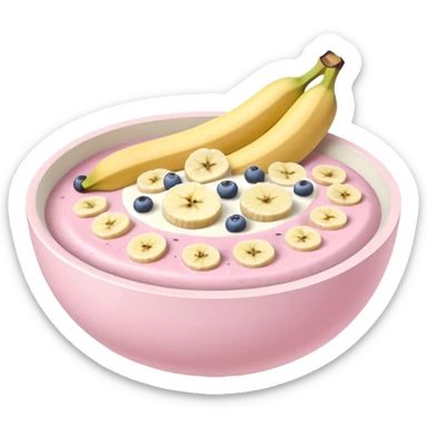pastel pink and white smoothie bowl with only bananas  sticker