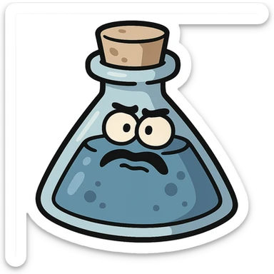 flat design style game icon of a blue potion bottle with a cork, simple shading, modern look sticker