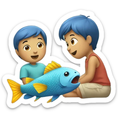 three fish talking smack to a baby sticker