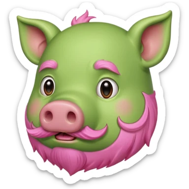 green pig with beard, side view sticker