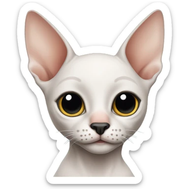 hairless cat with black ears and nose sticker