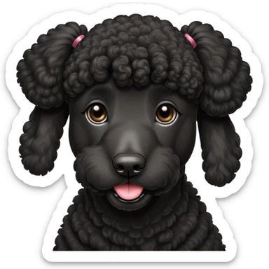 Black standard poodle with a ponytail sticker