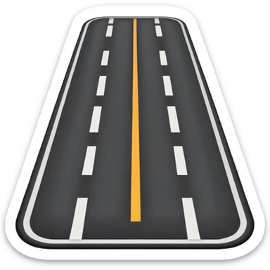 simple road emoji, straight highway, clear markings, no cars sticker