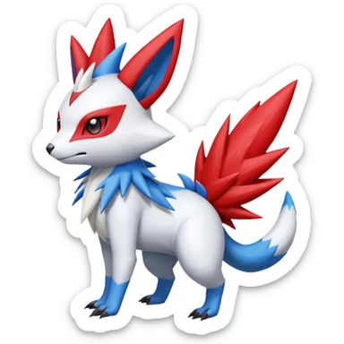 Garurumon-Meloetta-Zangoose-fusion-hybrid-creature (full body) sticker