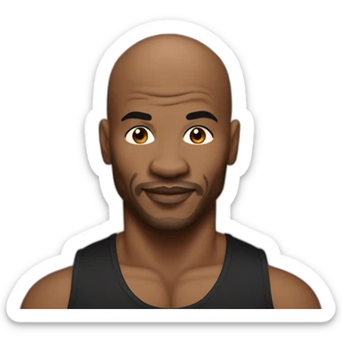 A black bald man with mike tyson tatto sticker