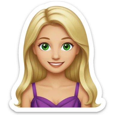 Fille cheuveux blond longt yeux vert  maquiller robe  Métisse chronique sticker