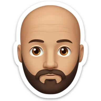 Dark brown medium length beard bald man,  sticker