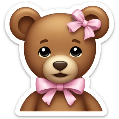 Teddy bear with light pink bow  sticker