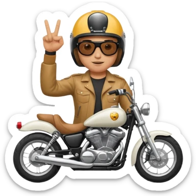 Jul qui fe le signe jul sur une moto sticker