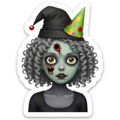Black side party curly head girl zombie pale skin black crop top  sticker