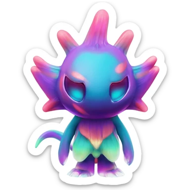 An exotic neon colorful unique bizarre eccentric Fakémon-creature sticker
