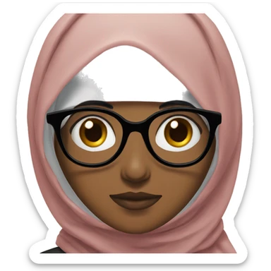 hijab with glasses with black eyes with black eyebrow sticker