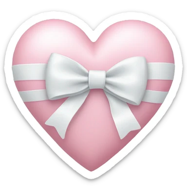 Pastel pink heart with white bow sticker