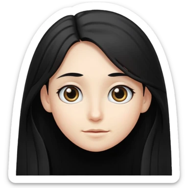 person with long black hair and big but turned to the side  sticker