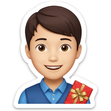 a pretty male bratz asian boy smiling with chocolates sticker