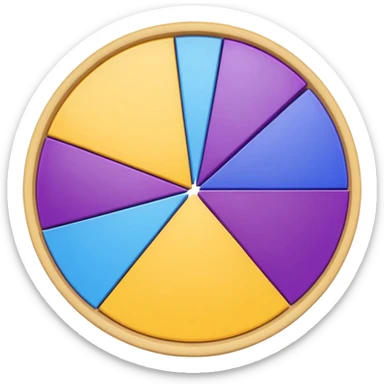 A pie chart with purple, yellow and blue colors only sticker