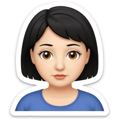 woman 60, brown eyes, very short weavy black hair, chubby sticker