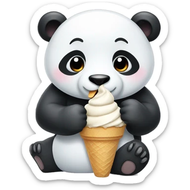 Panda eating ice cream sticker