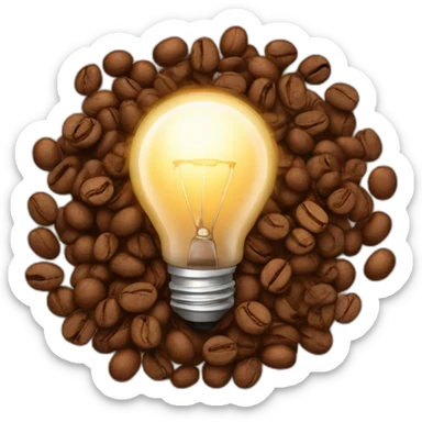 light bulb with coffee beans sticker