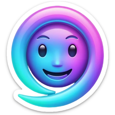 futuristic minimalistic emoji icon, abstract holographic wave or pulse symbolizing "Many voices. One purpose. One future", neon purple and cyan gradient, glowing aura, dark sci-fi background, 1:1 aspect ratio sticker
