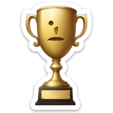 royal big empty Christian trophy for the winner with a cross on royal background  with number 1 sticker