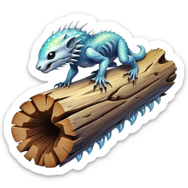 A low-slung predator with a body structure resembling a fallen hollow log, its interior lined with crystalline formations that refract light into disorienting patterns while its numerous thin limbs emerge from knotholes to capture prey.


 sticker