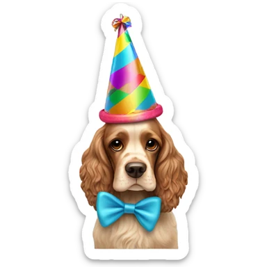cocker spaniel with party hat sticker
