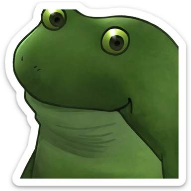 A chicken as a green bufo frog meme sticker