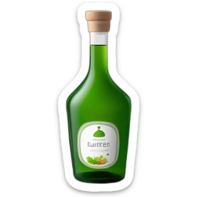 grüner schnaps in einer länglichen flasche mit einem bergdorf auf dem etikett und dem namen "lauterbacher tropfen" sticker