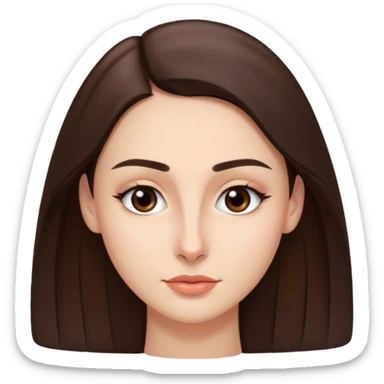 a brunette with thin nose almost sharp jaw line perfect eye brows  sticker