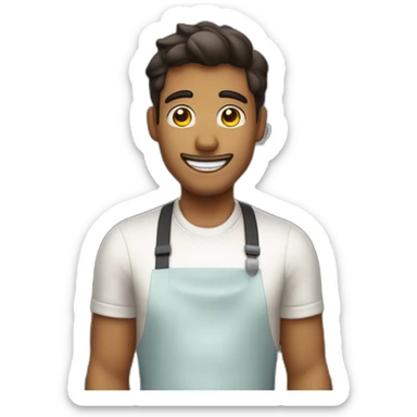 the barista is tired, but everything is smooth, he smiles and continues to work. sticker