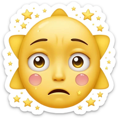 yellow face with stars surrounding it crying with cute eyes sticker