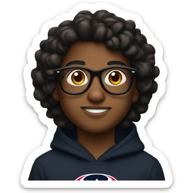 kid with glasses in black hoodie and texans jersye sticker