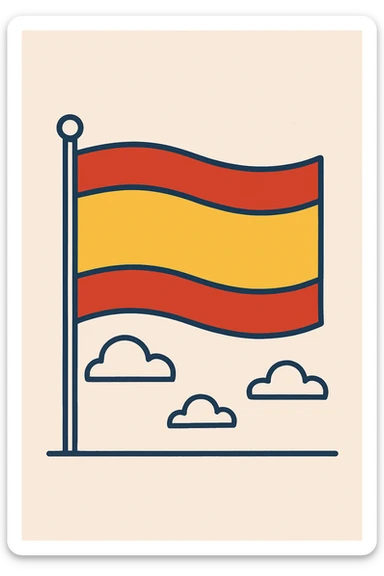 flag of Spain, classic look, red and yellow stripes, no coat of arms, flat style sticker
