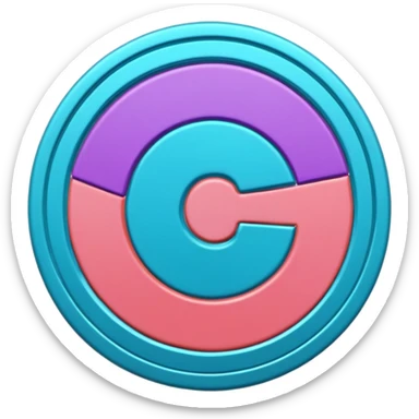 
One  Rotate 45 degree 3d credit coin color in in gradient of turquoise, blue, pink, purple, and coral sticker