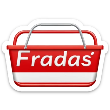 sign supermarket with the word "fraldas"simple red and white supermarket sign, with the word "fraldas" sticker