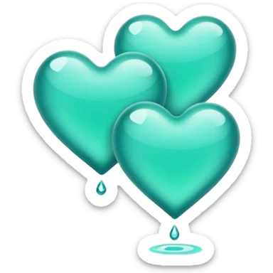 Floating aqua green hearts sticker